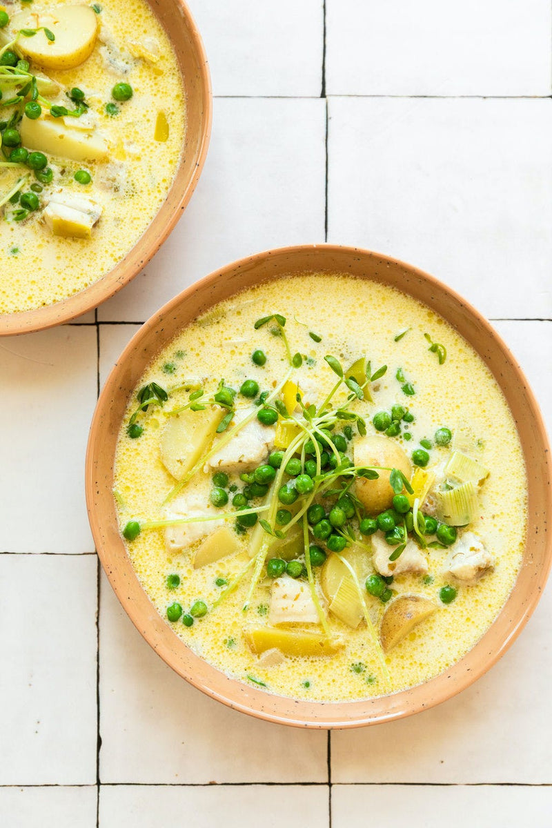 Spring Pea Kelp Monkfish Chowder
&ndash;  Luke's Lobster
