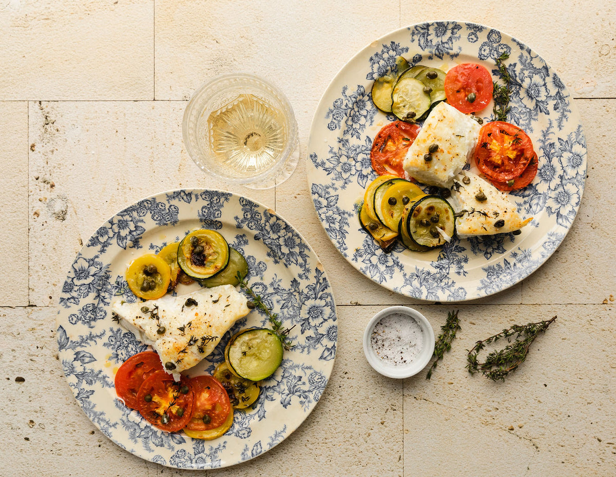 Recipe for Baked Halibut with Summer Squash | Luke's Lobster