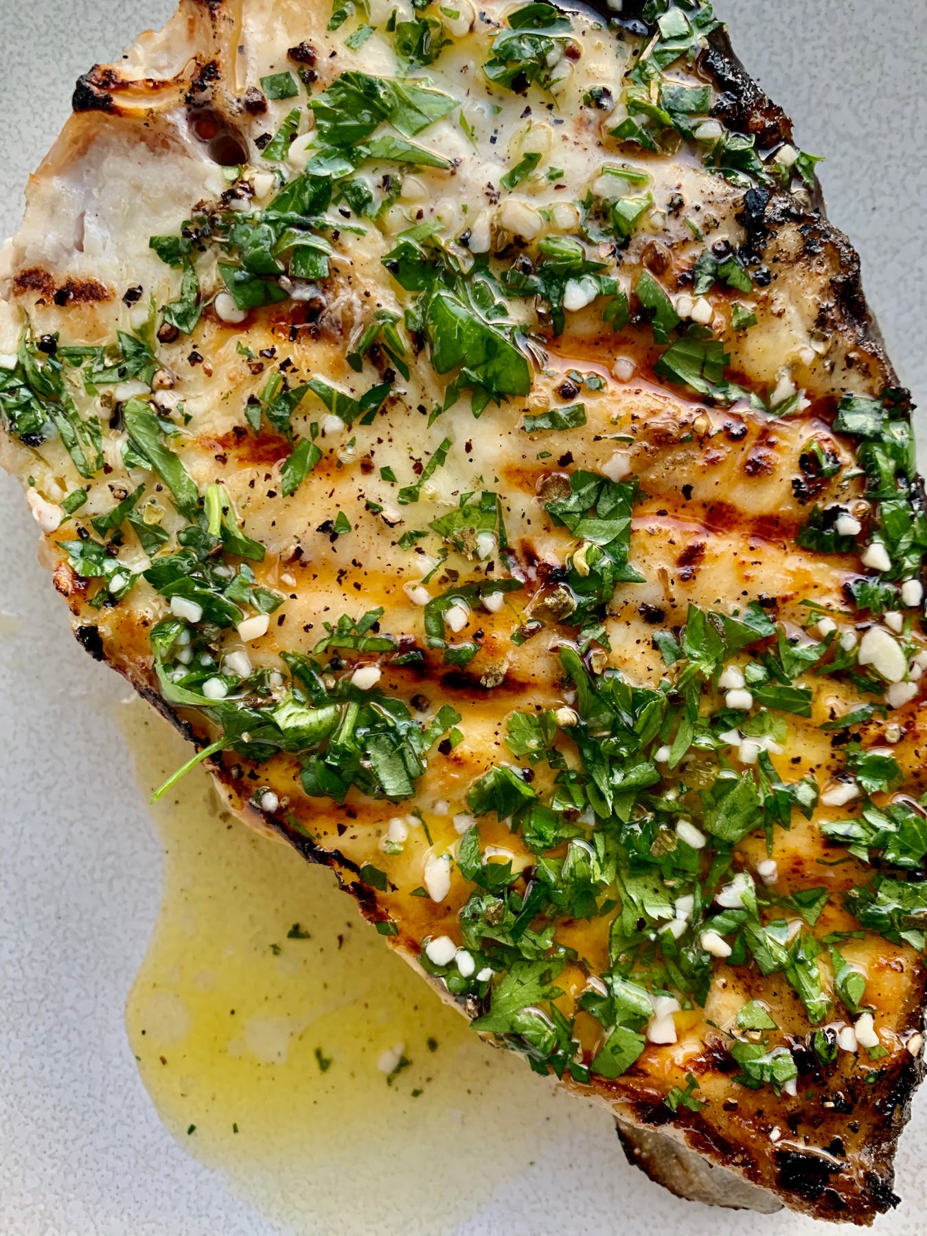 Grilled Halibut With Salmoriglio Sauce