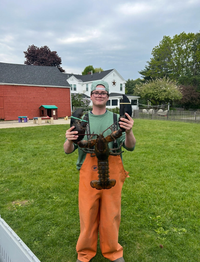 Kevin holding a lobster